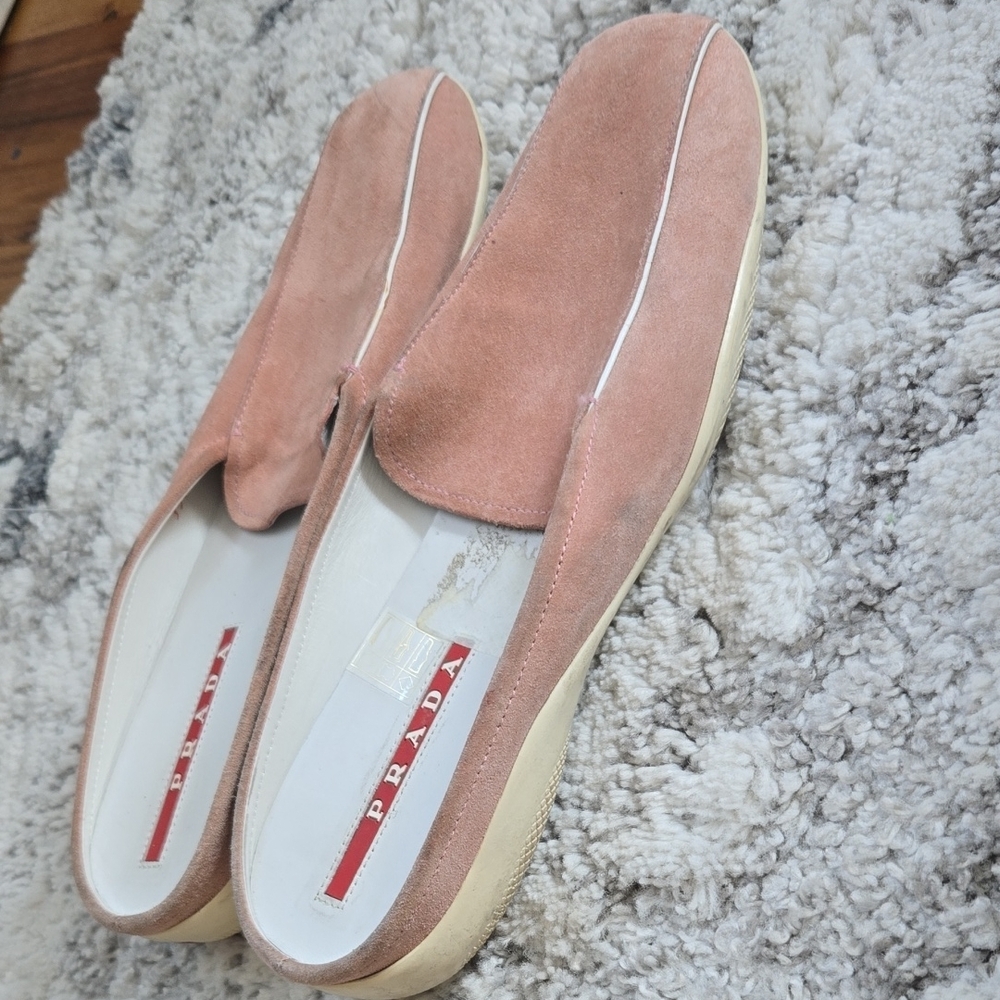 Prada Men's Pink Suede Loafers - Picture 5 of 12
